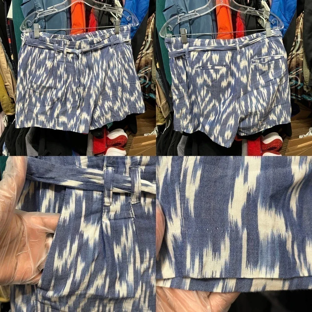 Tommy Hilfiger Beachy Blue and White Belted Bermuda Shorts Size 8 - 